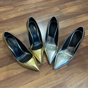 Very Used pairs of Zara pumps in Silver and Gold
